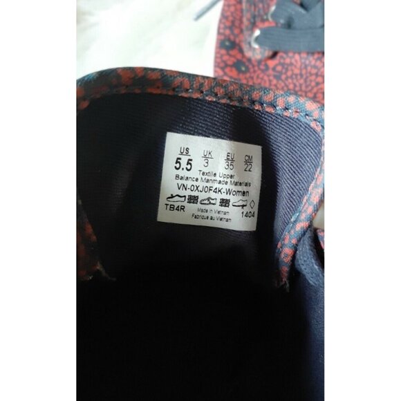 Vans Sneakers Red &amp; Navy Blue Floral Canvas Skater Shoes Size 5.5 - Picture 4 of 4